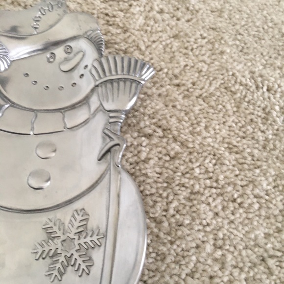 Matt Silver Festive Holiday Winter Snowman Trinket Dish - Picture 4 of 9
